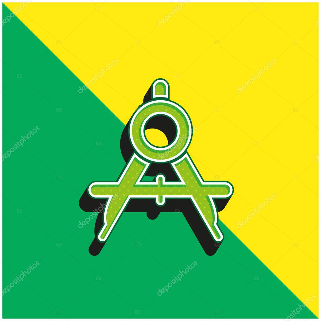Big Compass Open Green and yellow modern 3d vector icon logo