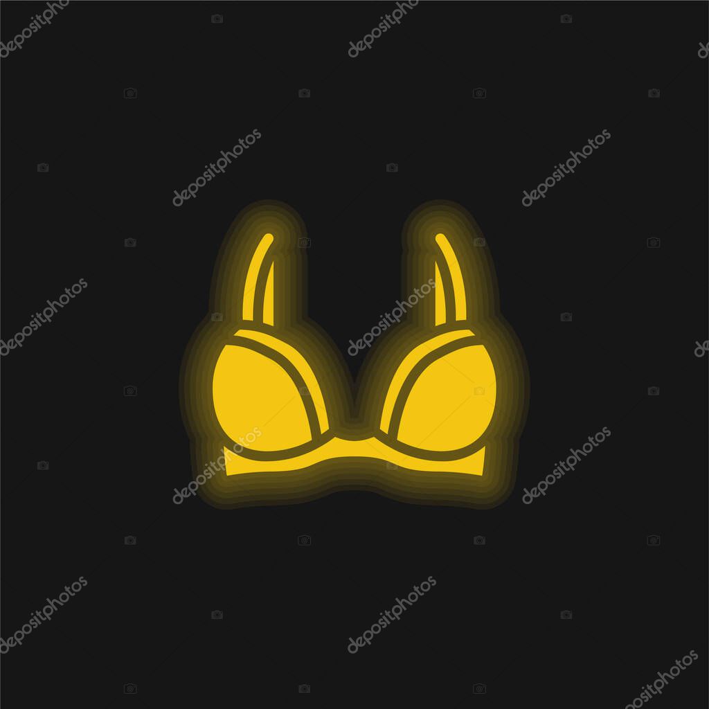 Brassiere yellow glowing neon icon