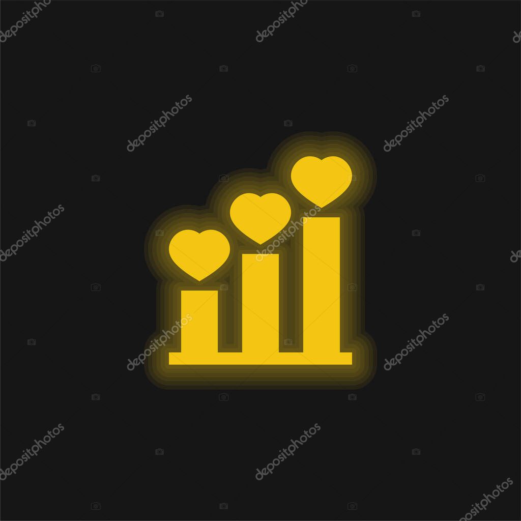 Bar Chart yellow glowing neon icon