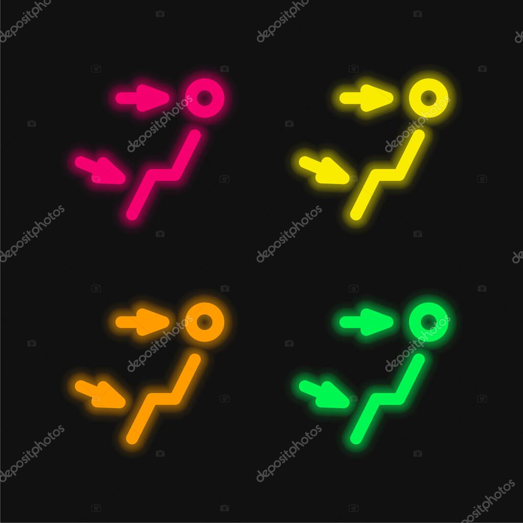 Air Outlet four color glowing neon vector icon