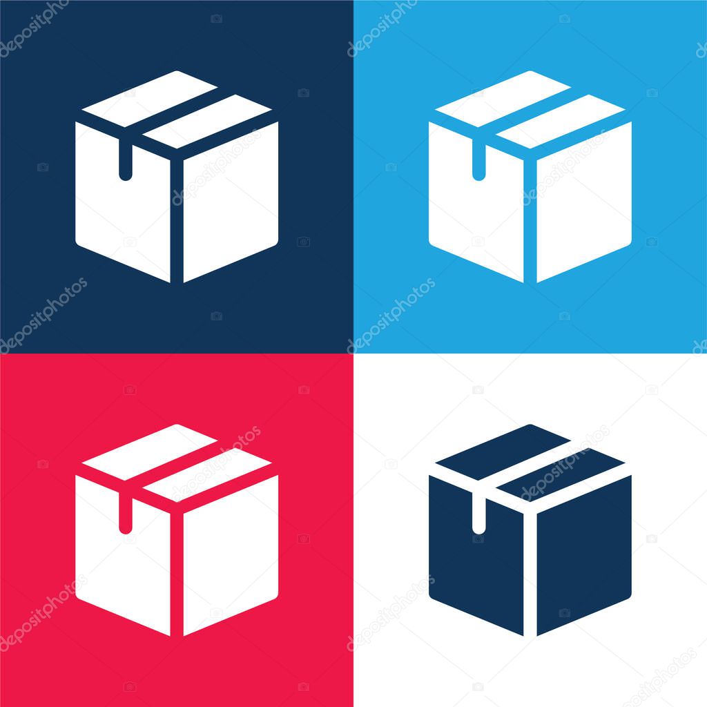 Box blue and red four color minimal icon set