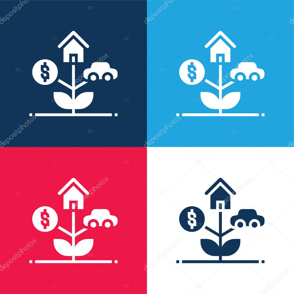 Assets blue and red four color minimal icon set