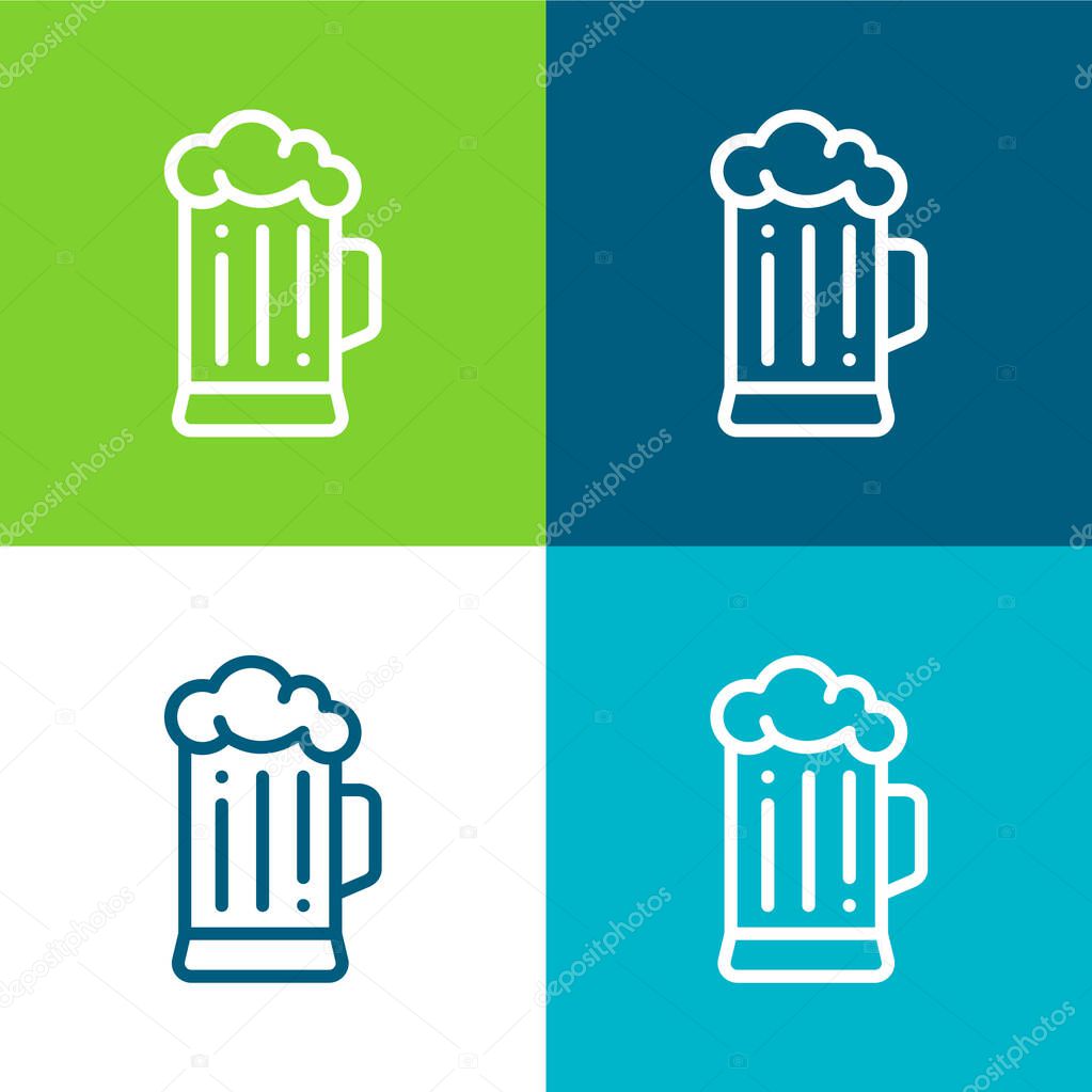 Beer Flat four color minimal icon set