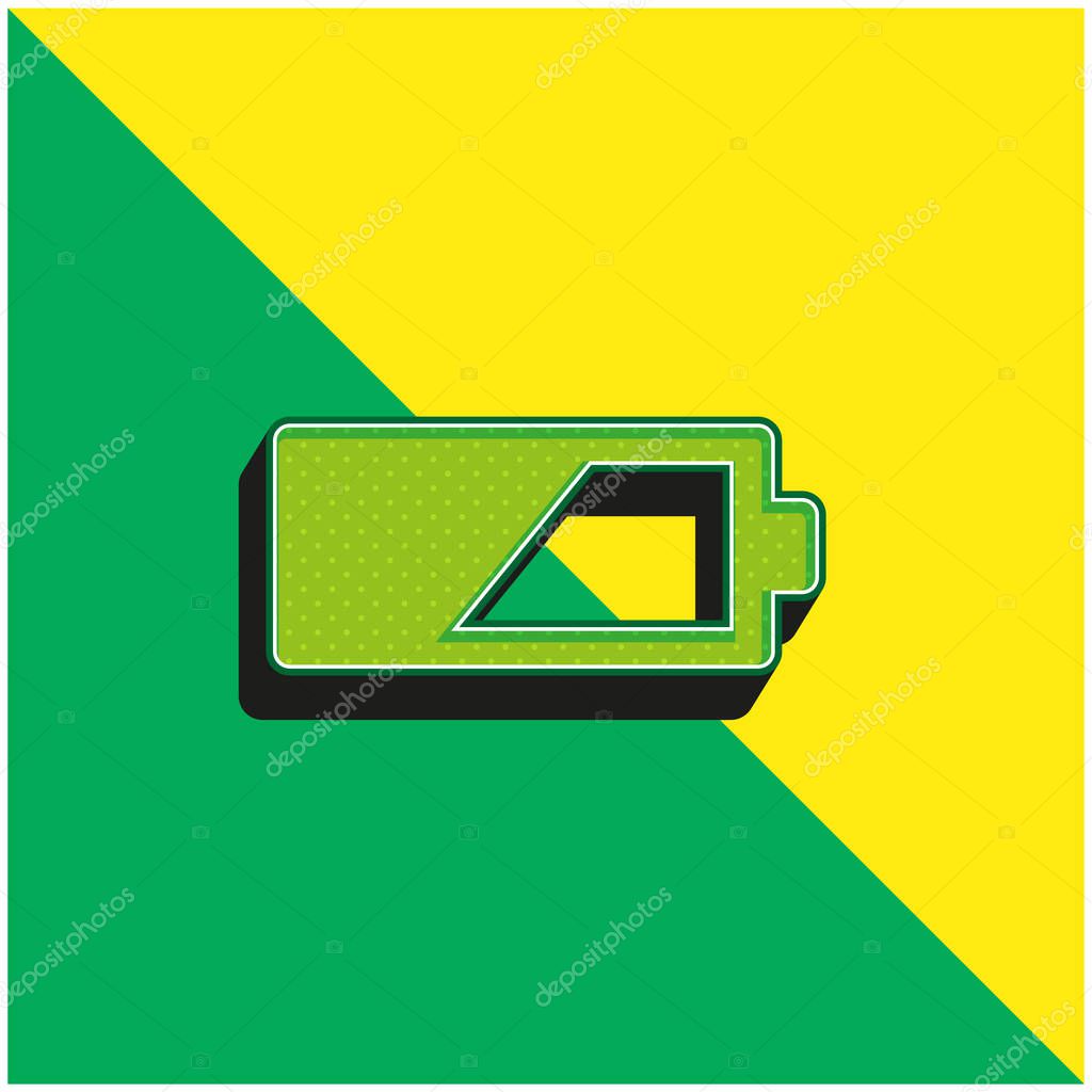 50 Percent Battery Green and yellow modern 3d vector icon logo