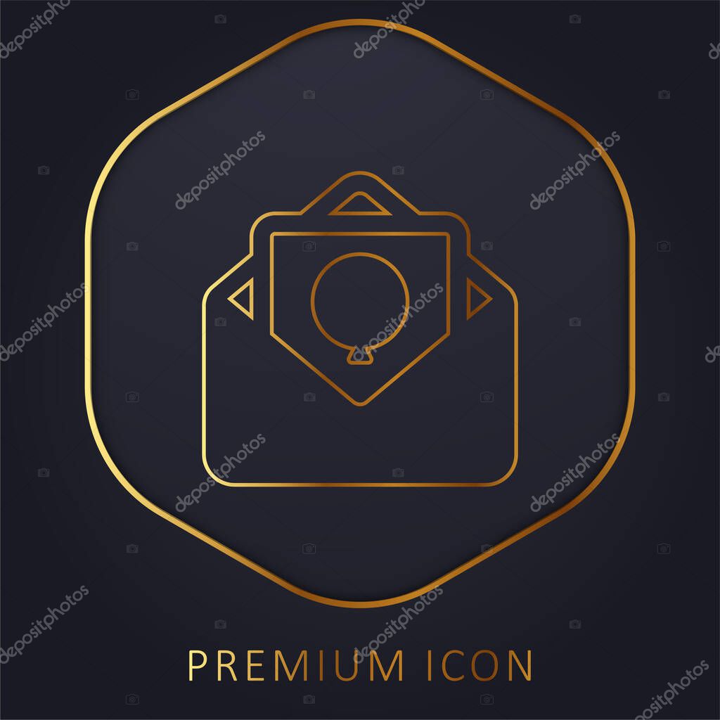 Birthday Card golden line premium logo or icon