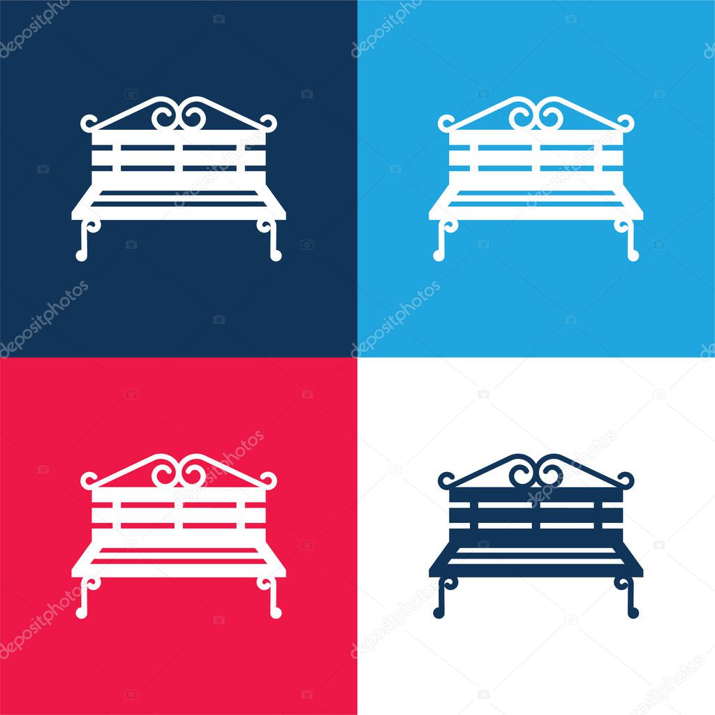 Bench blue and red four color minimal icon set