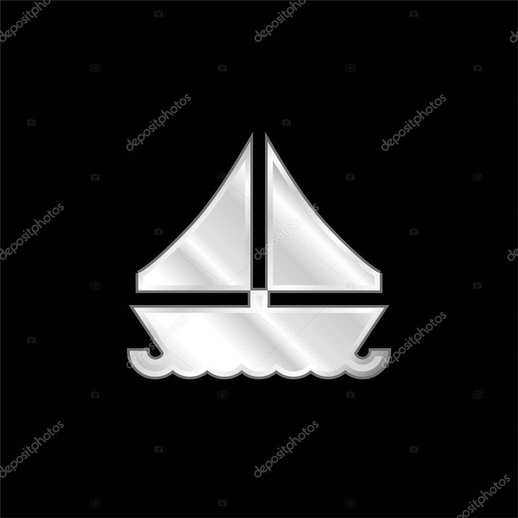 Boat silver plated metallic icon