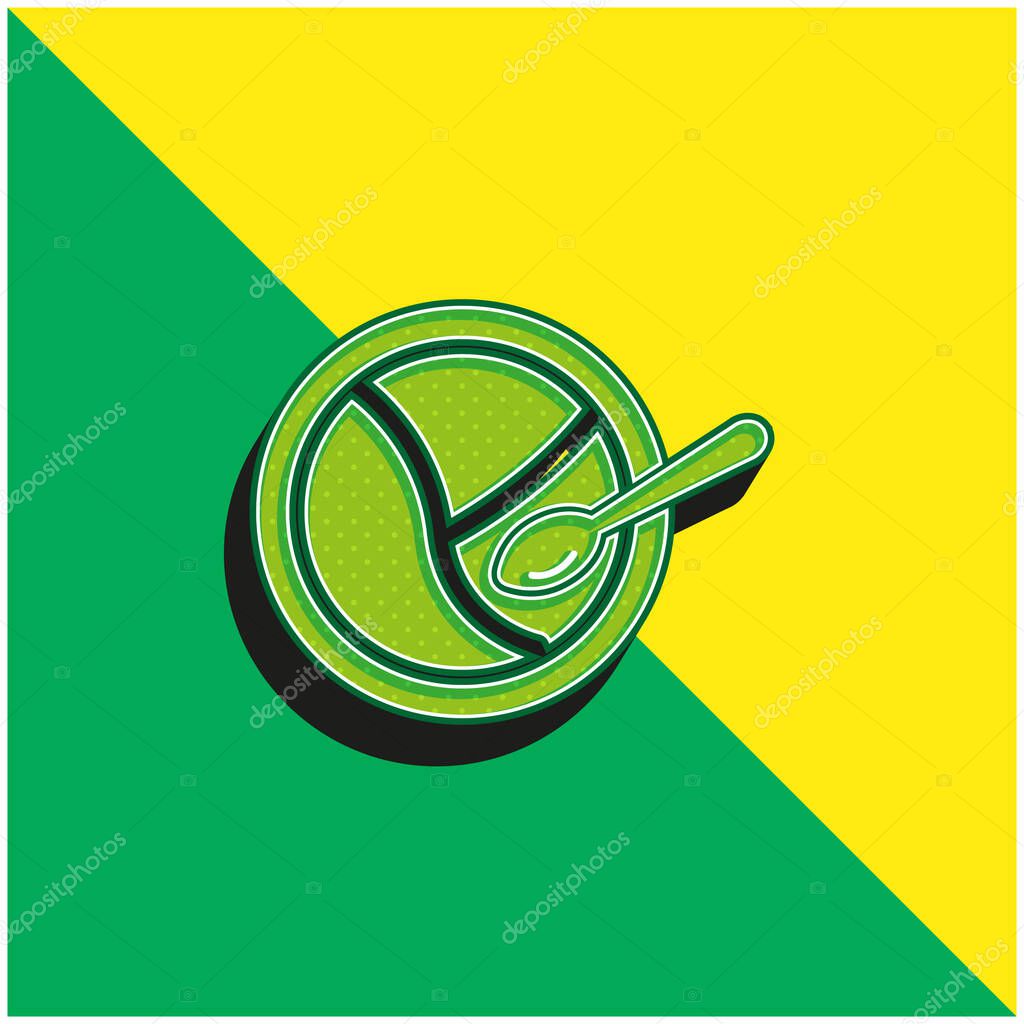 Baby Divided Plate And Spoon Green and yellow modern 3d vector icon logo