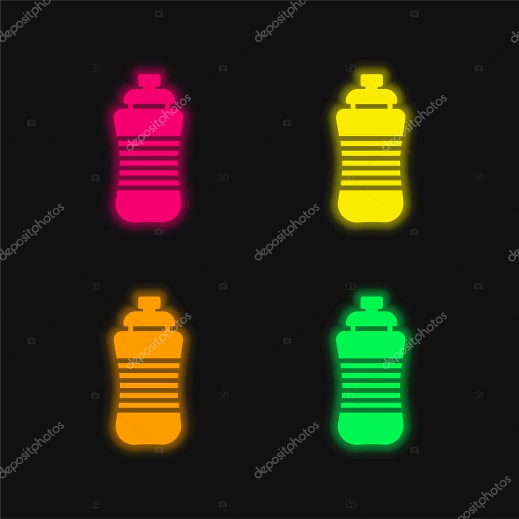 Bottle four color glowing neon vector icon