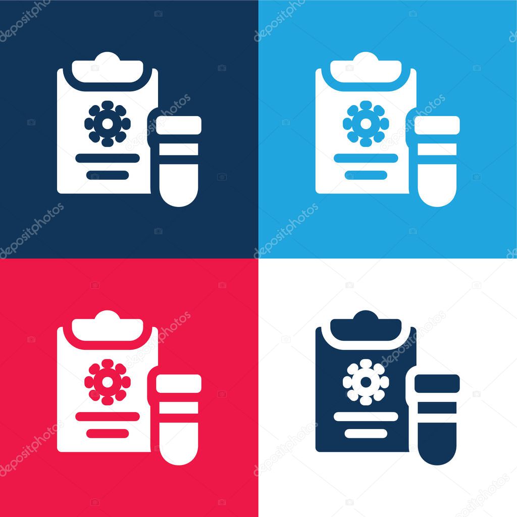 Blood Test blue and red four color minimal icon set