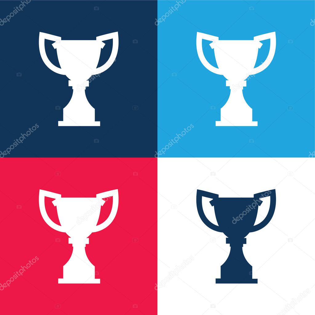 Award Trophy Silhouette blue and red four color minimal icon set