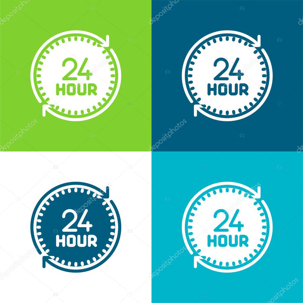 24 Hours Flat four color minimal icon set