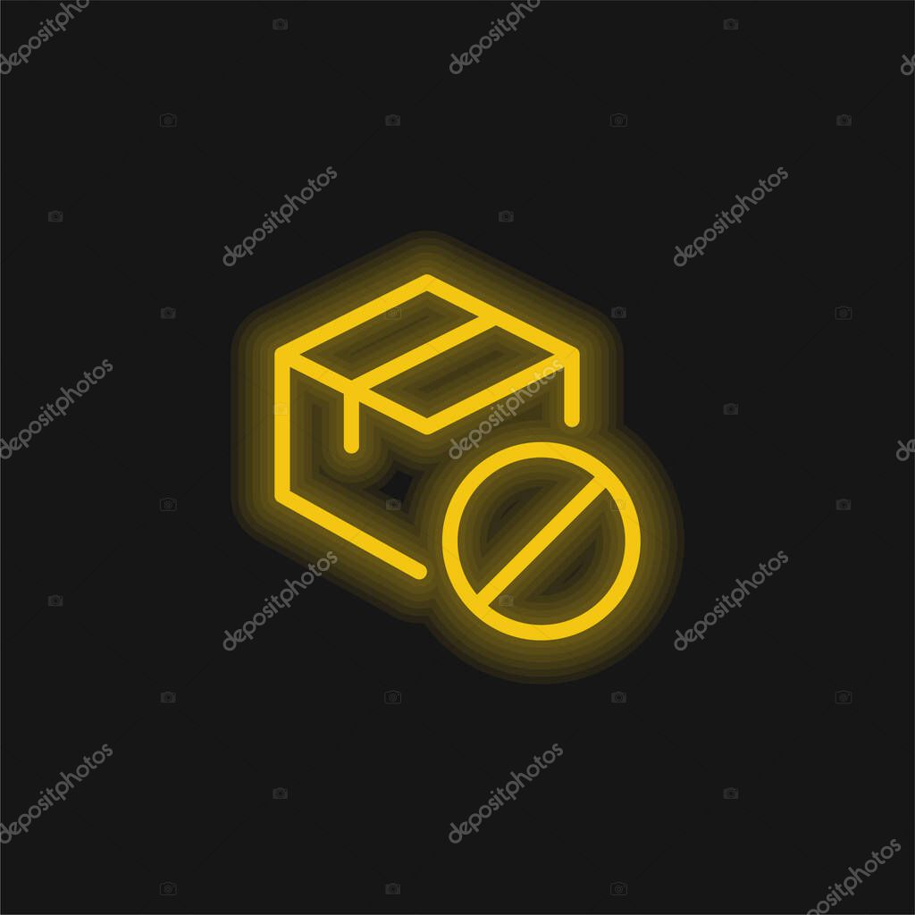 Banned yellow glowing neon icon