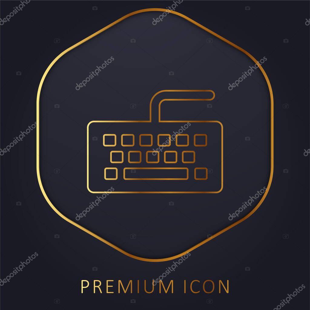 Black Keyboard golden line premium logo or icon