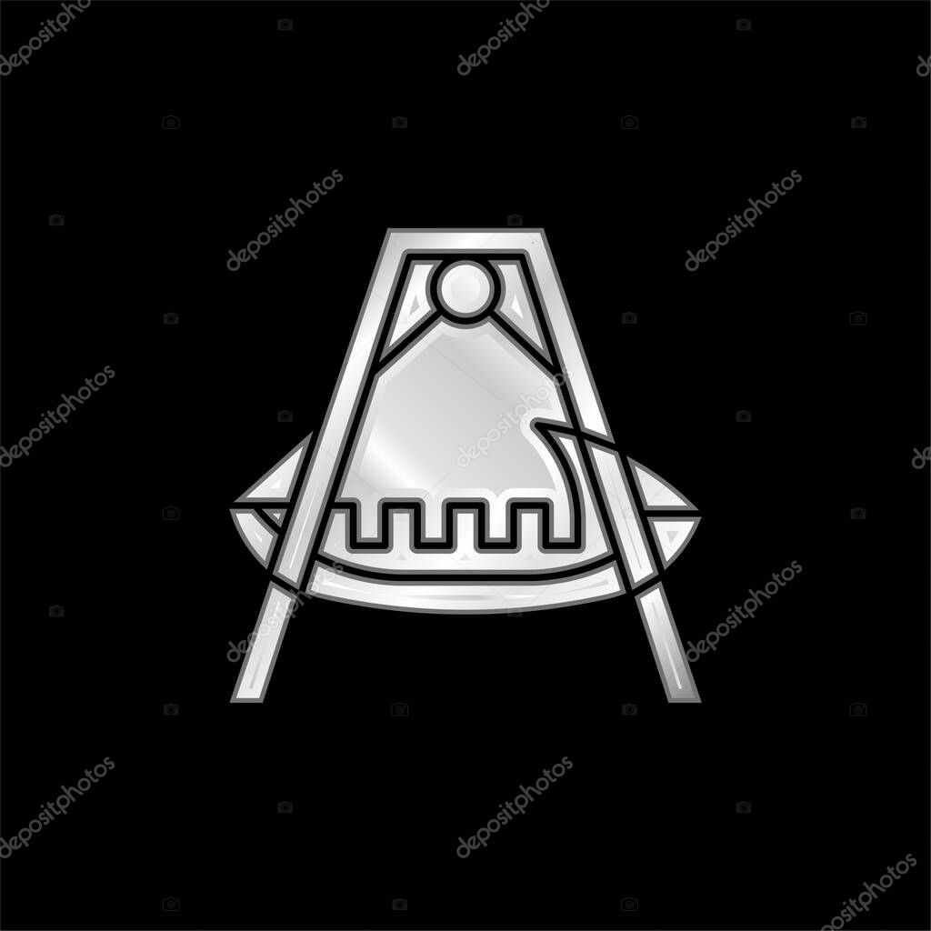 Boat silver plated metallic icon