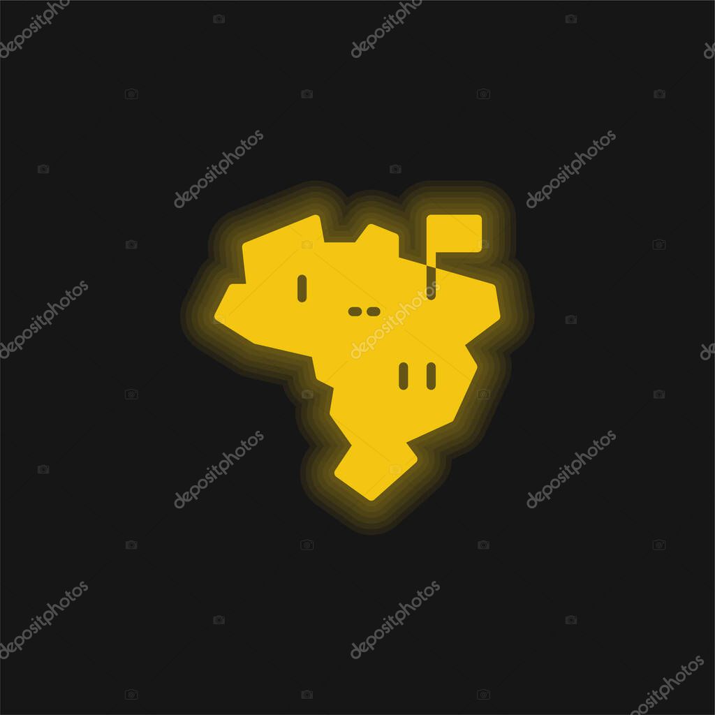 Brazil yellow glowing neon icon