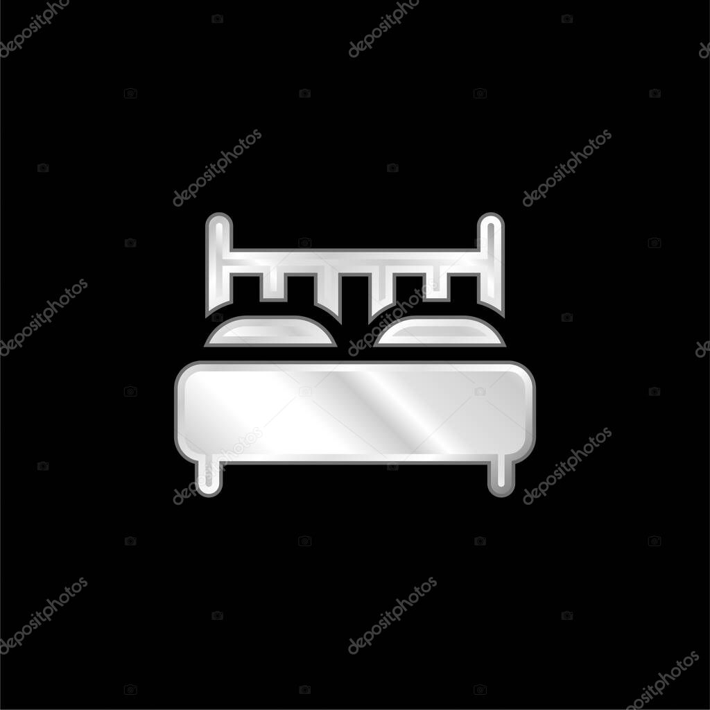 Bed silver plated metallic icon