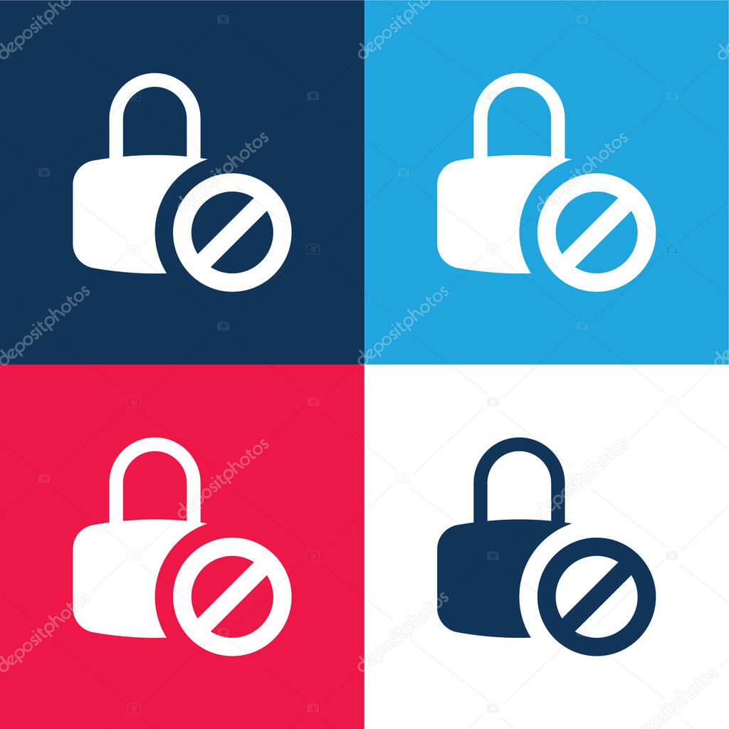 Blocked blue and red four color minimal icon set