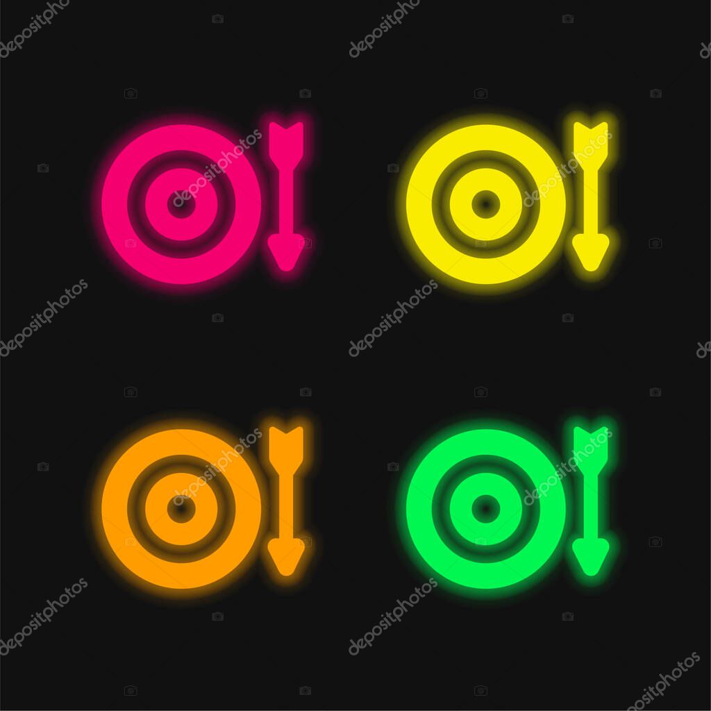 Archery four color glowing neon vector icon