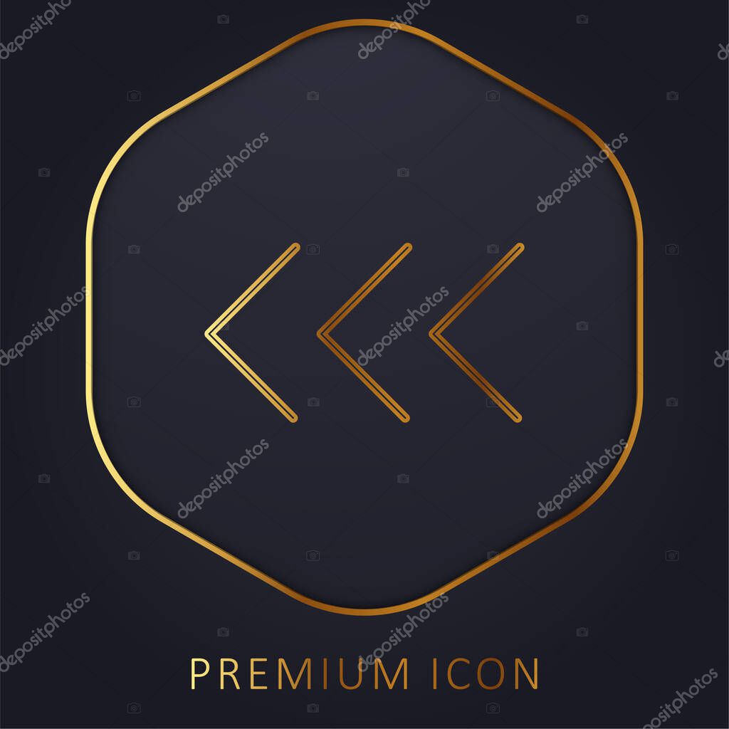 Arrowheads Pointing To The Left golden line premium logo or icon
