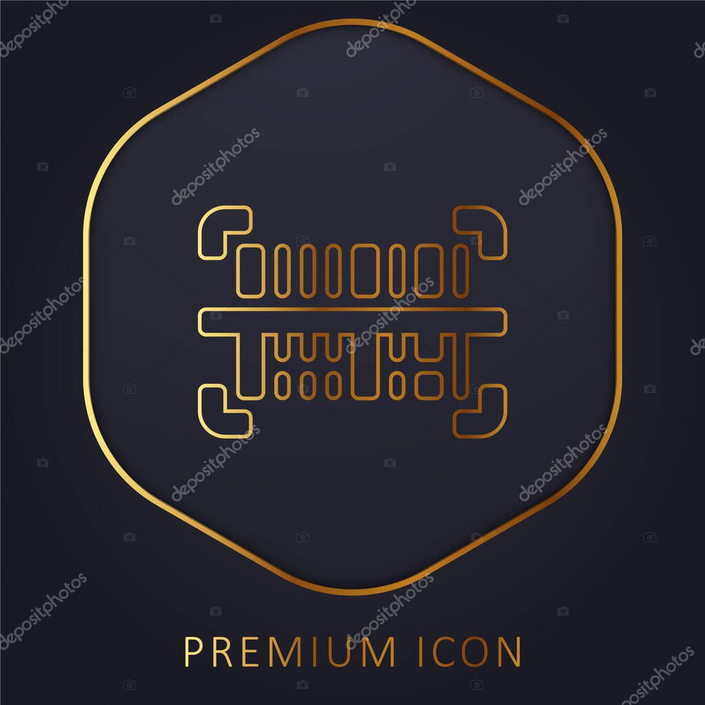 Barcode golden line premium logo or icon