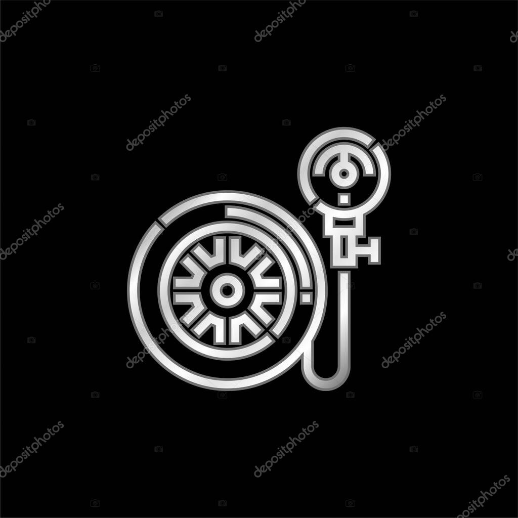 Air Pump silver plated metallic icon