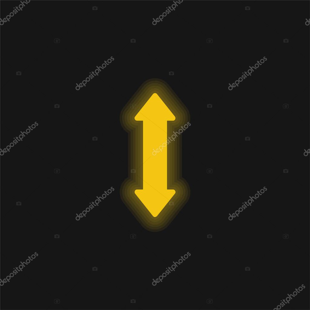 Arrow Double Up And Down Sign yellow glowing neon icon