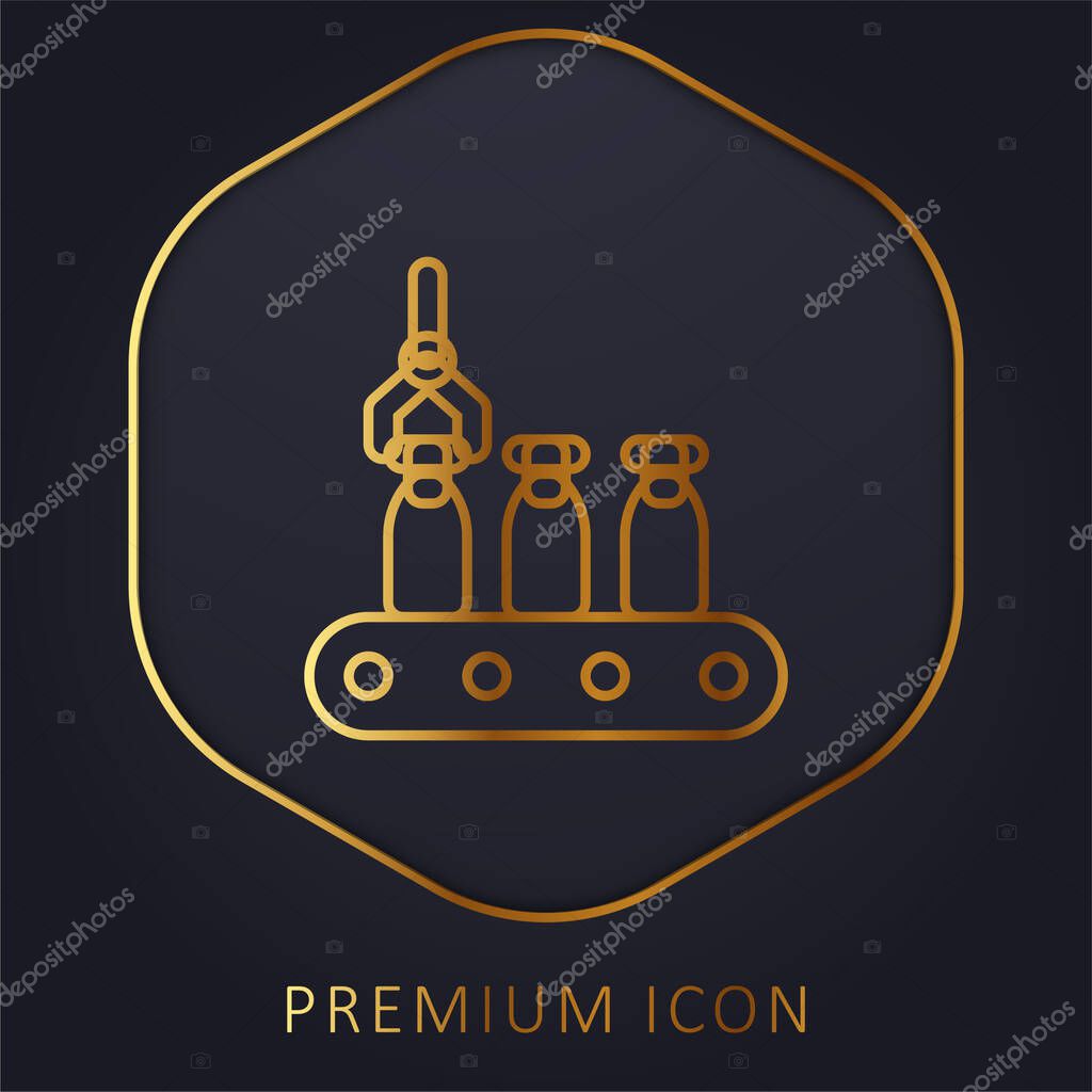 Assembly Line golden line premium logo or icon