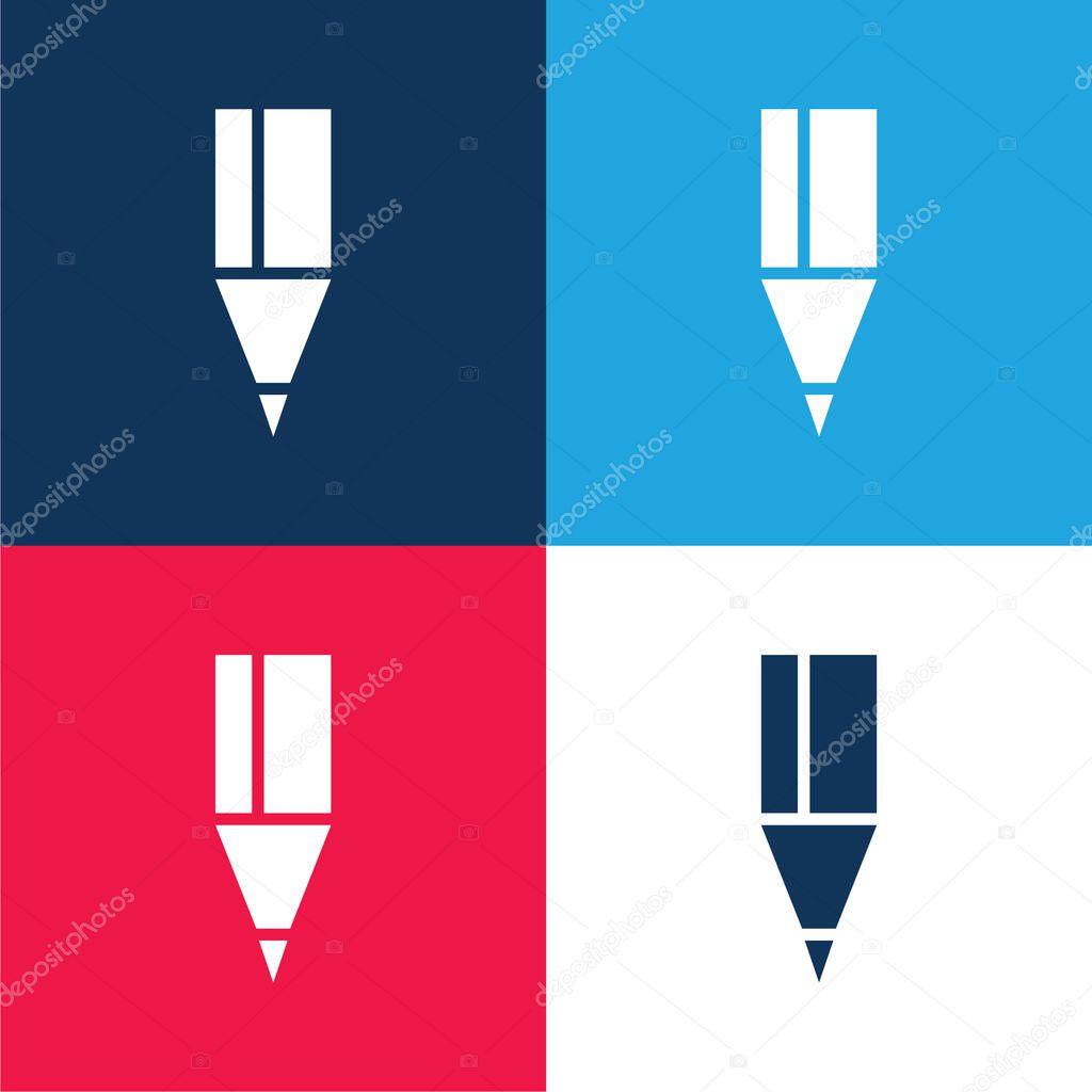 Black Pencil Tip blue and red four color minimal icon set
