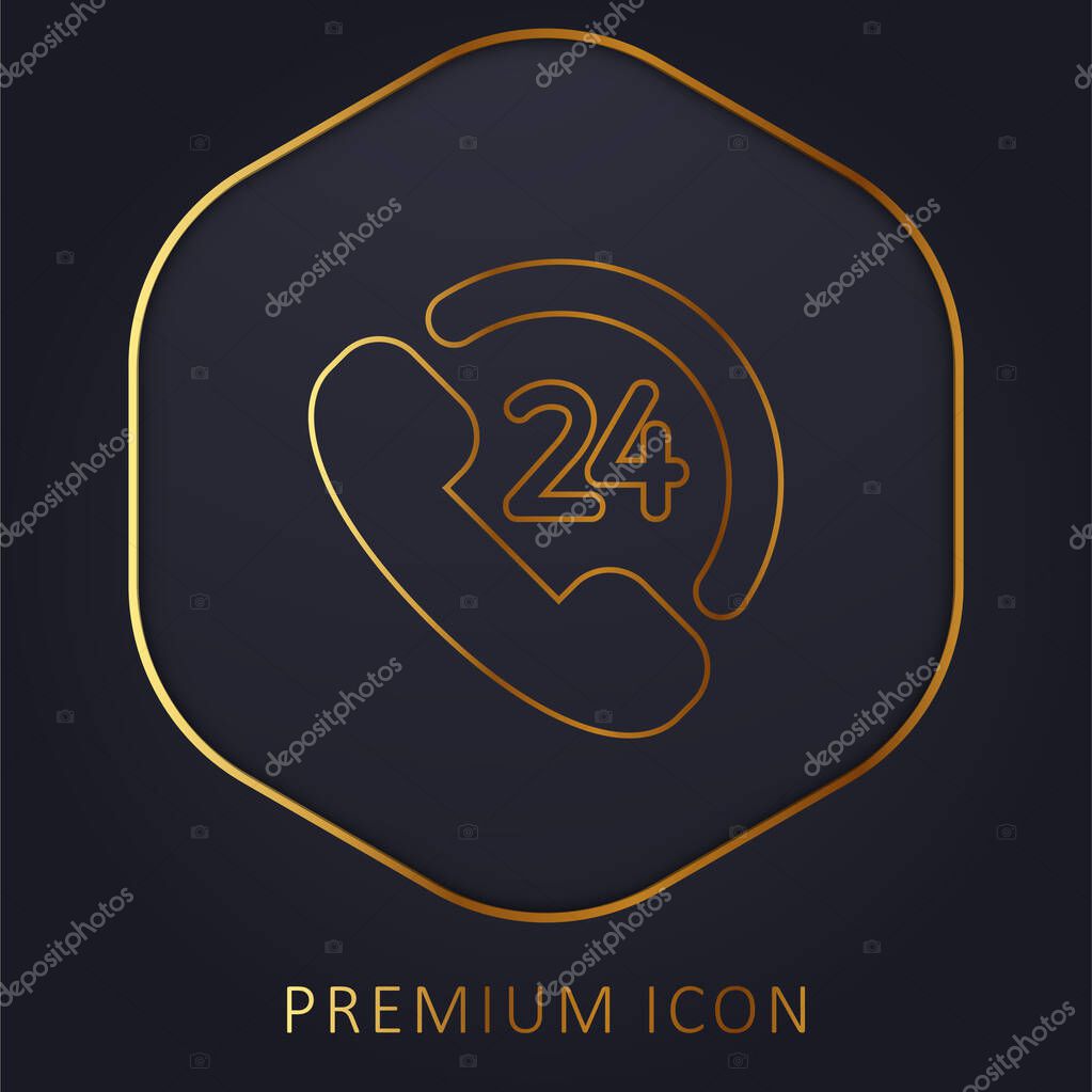 24 Hours Client Service golden line premium logo or icon