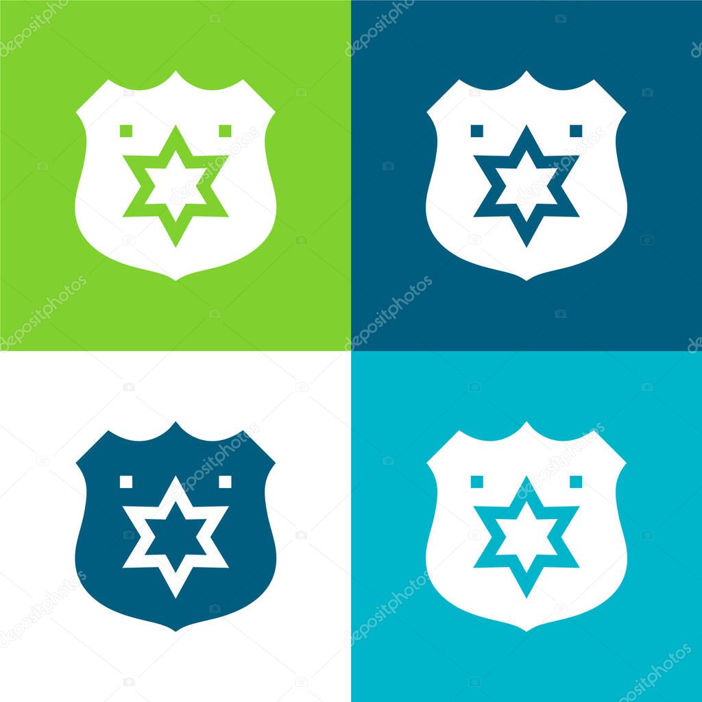 Badge Flat four color minimal icon set