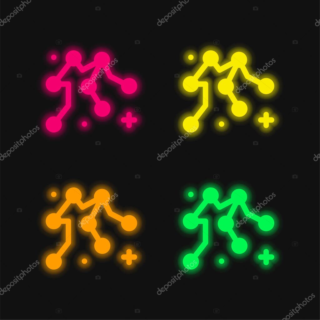 Aquarius four color glowing neon vector icon