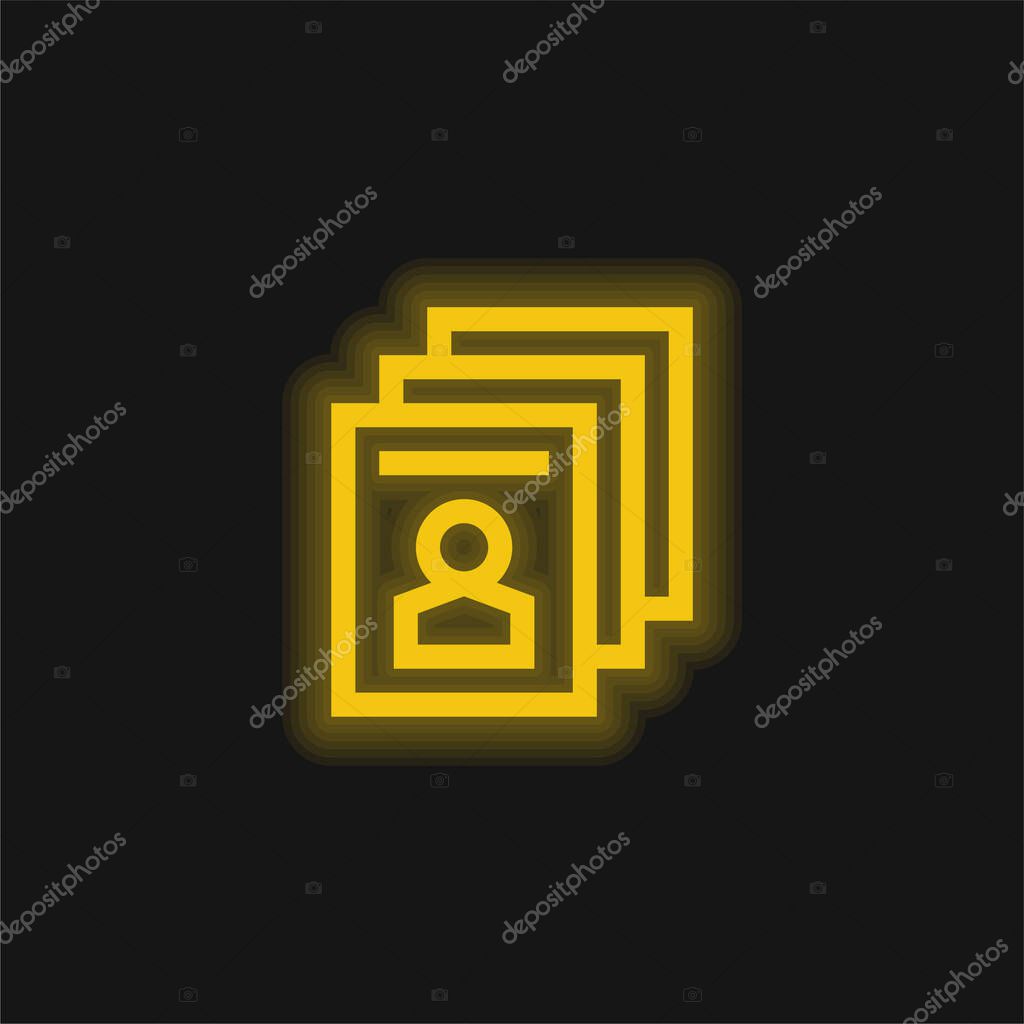 Ballot yellow glowing neon icon