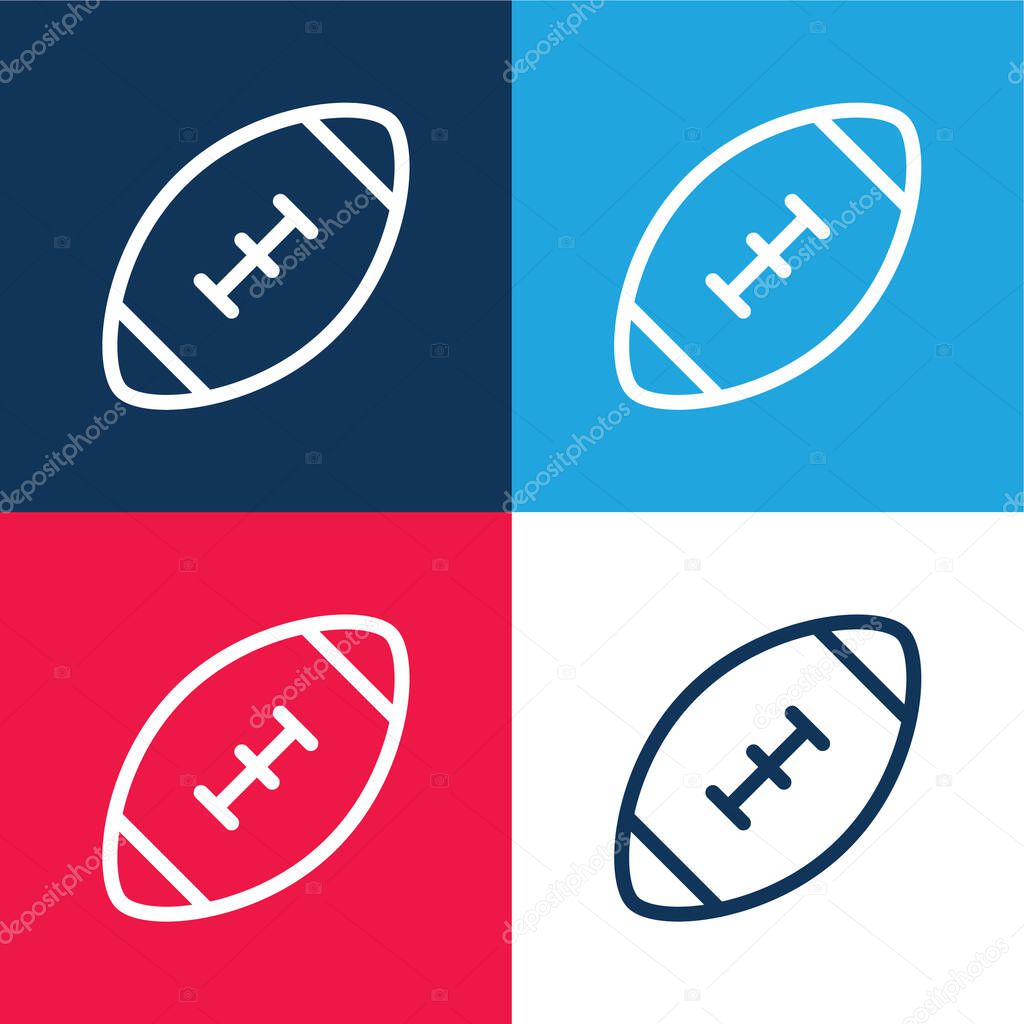 American Football Game blue and red four color minimal icon set