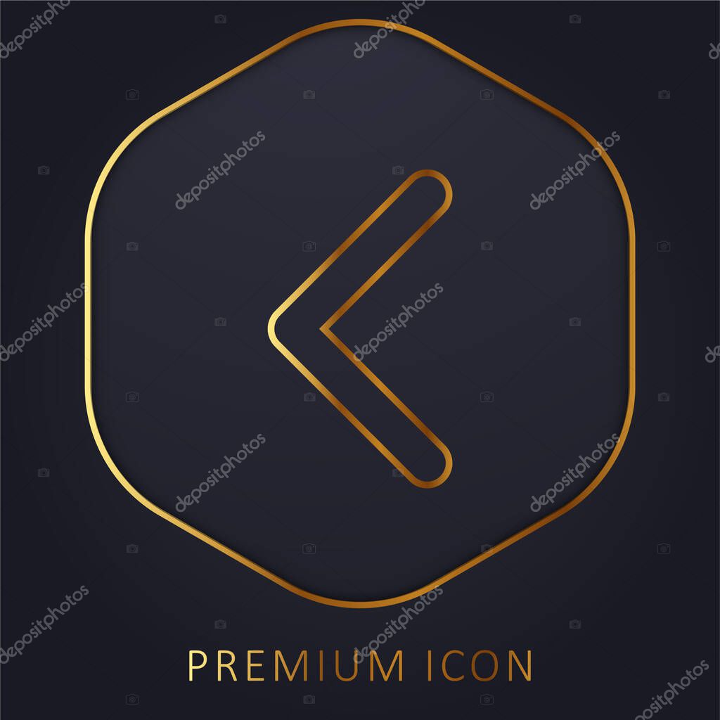 Arrowhead Thin Outline To The Left golden line premium logo or icon