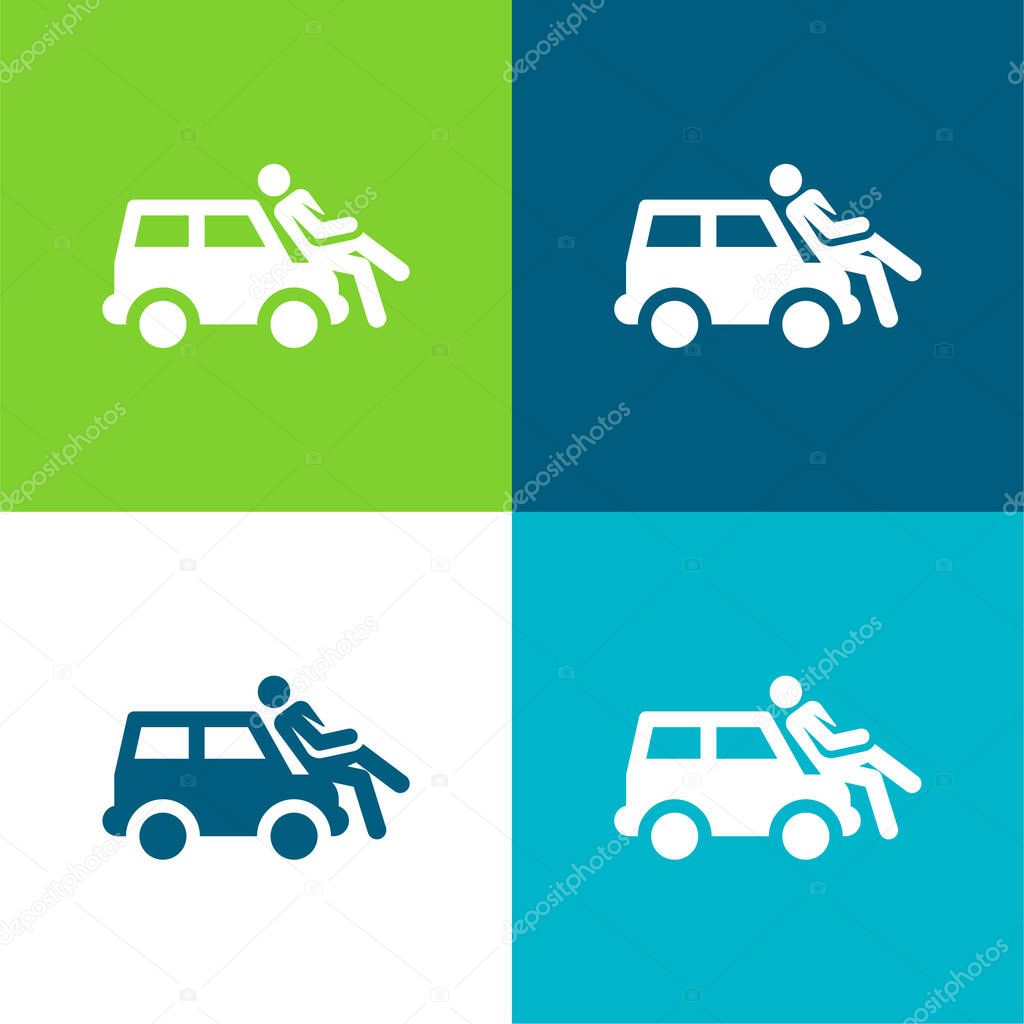 Accident Flat four color minimal icon set