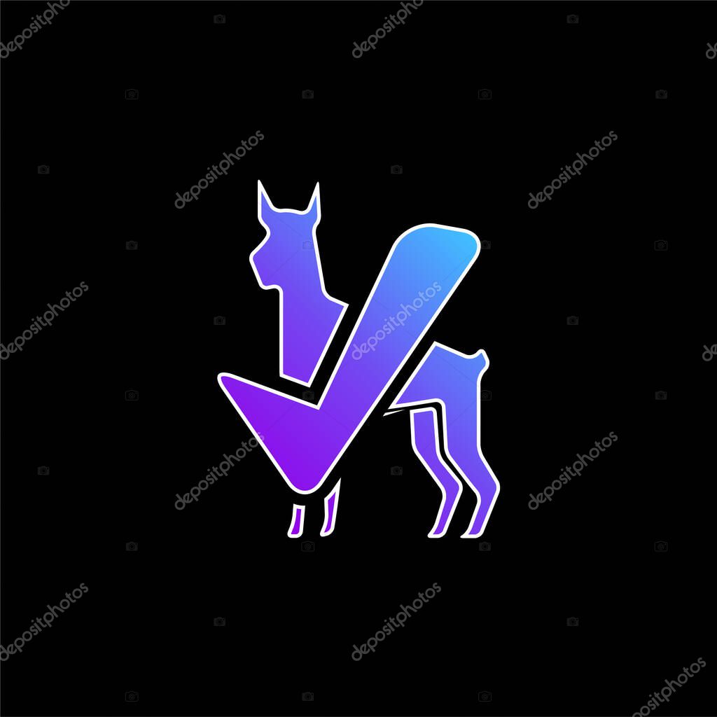 Big Dog Black Silhouette With Verification Sign blue gradient vector icon