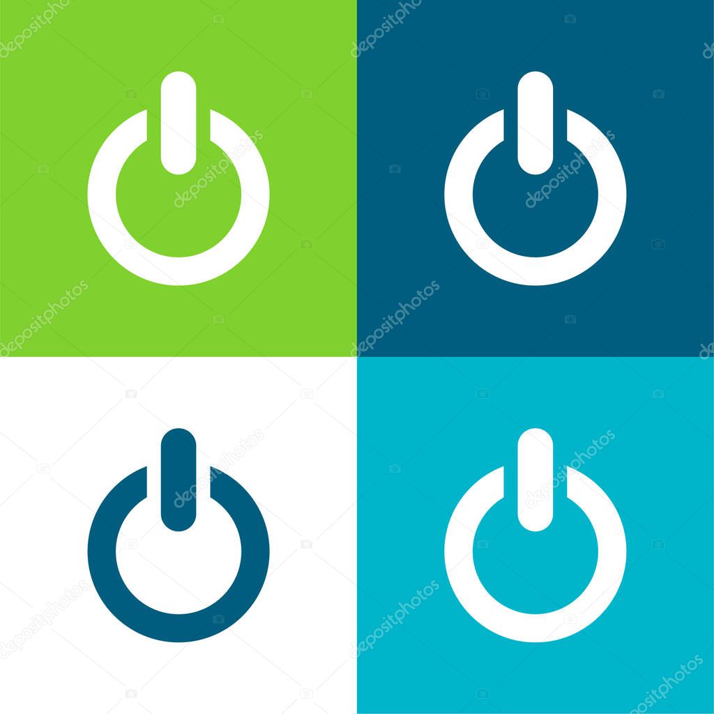 Big Power Button Flat four color minimal icon set