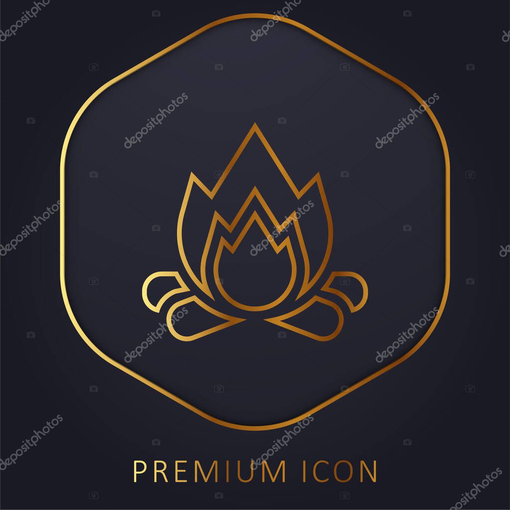 Bonfire golden line premium logo or icon