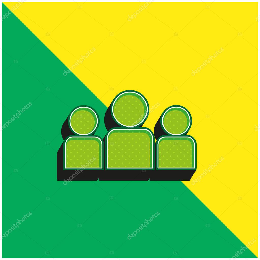 About Us Green and yellow modern 3d vector icon logo