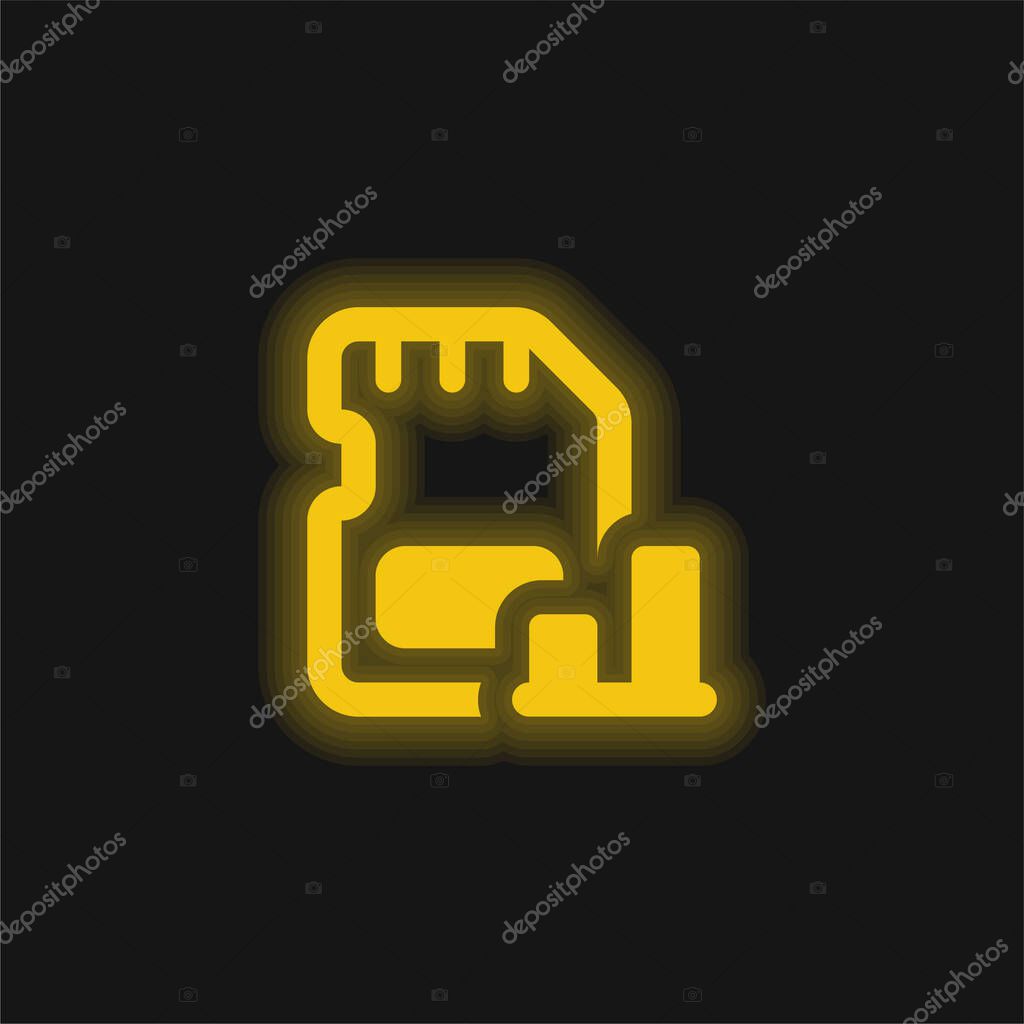 Bar Graph yellow glowing neon icon