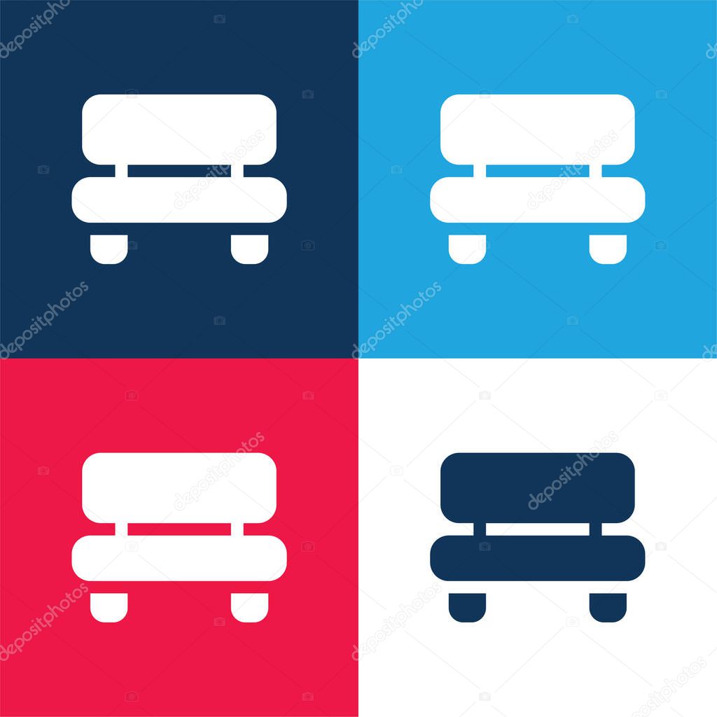 Bench blue and red four color minimal icon set