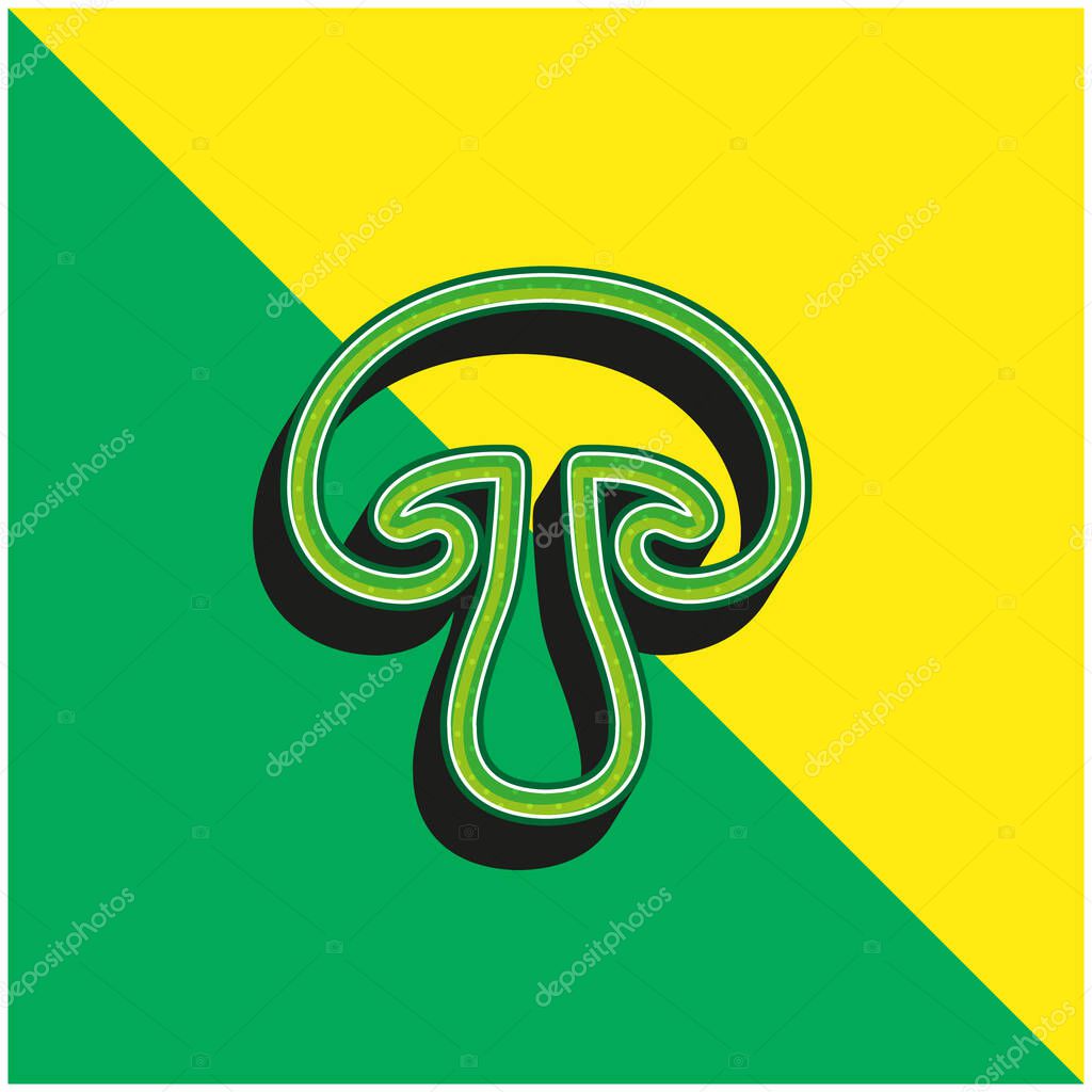 Big Mushroom Green and yellow modern 3d vector icon logo