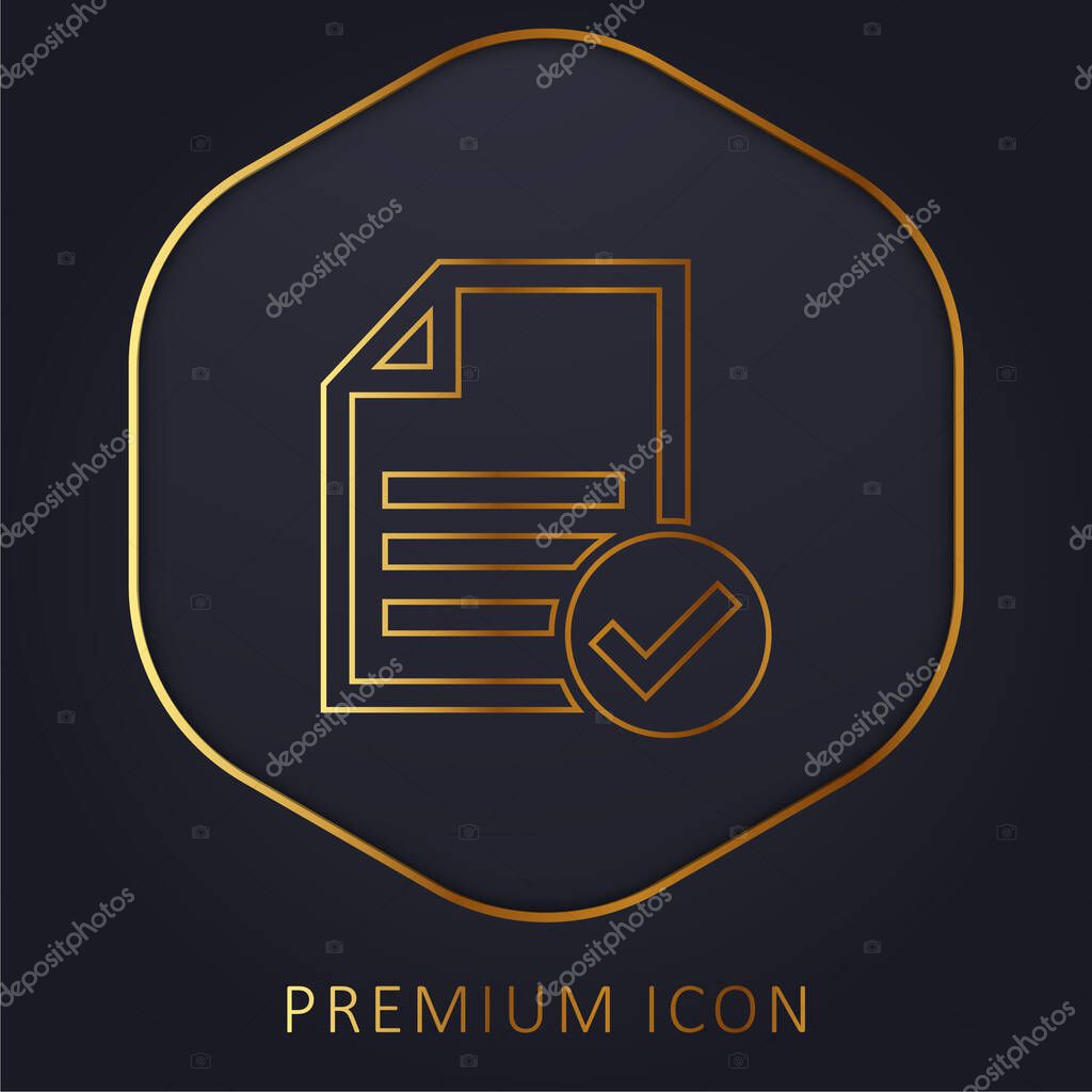 Accept File Or Checklist golden line premium logo or icon