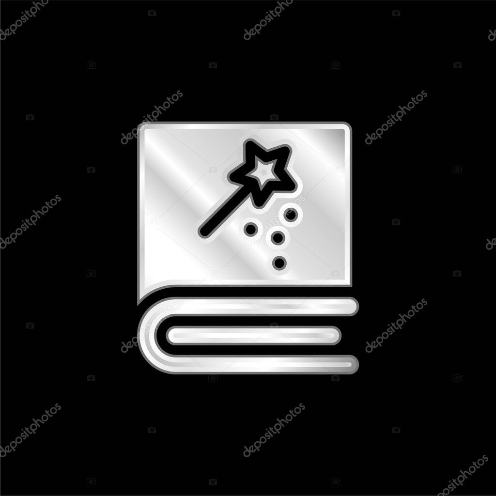 Book silver plated metallic icon