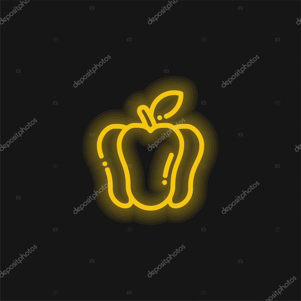Bell Pepper yellow glowing neon icon