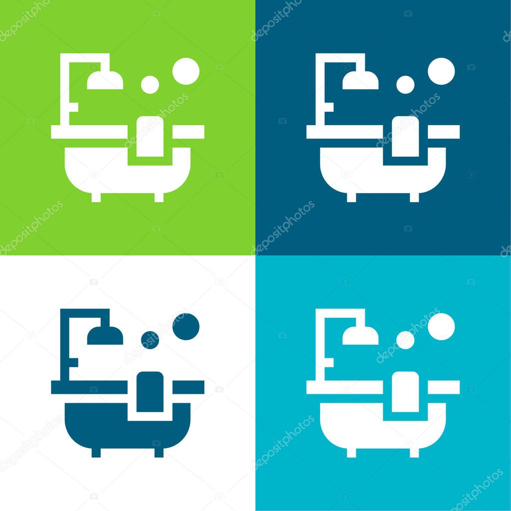 Bathtub Flat four color minimal icon set