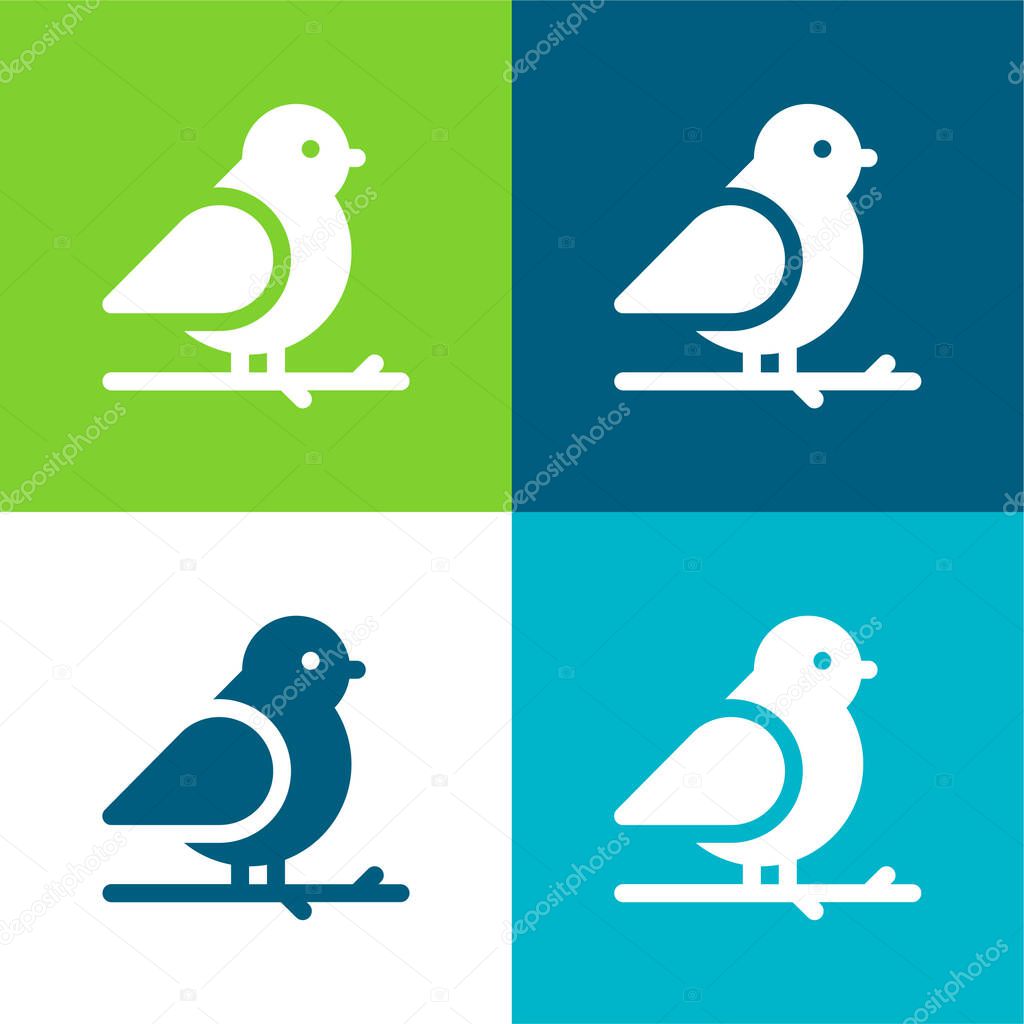 Bird Flat four color minimal icon set