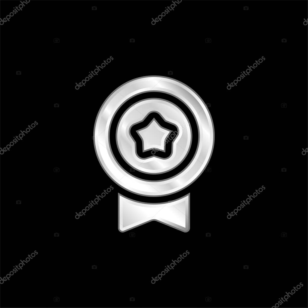 Badge silver plated metallic icon