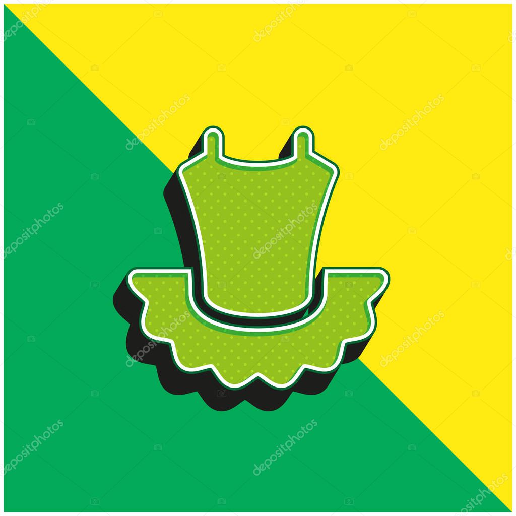 Ballet Green and yellow modern 3d vector icon logo